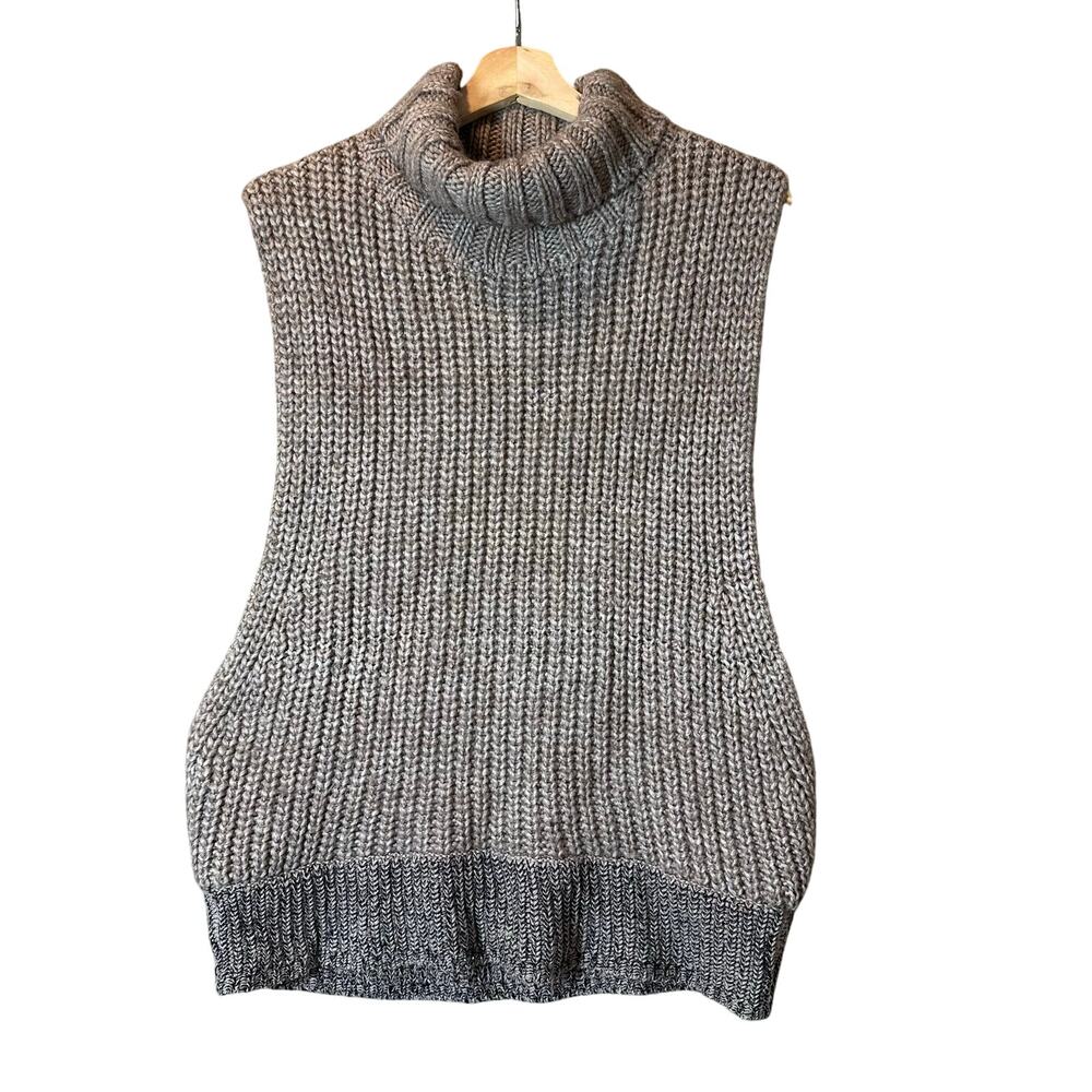 Kate Spade Saturday XL Chunky Knit Sweater Tank Turtleneck Tunic Top Wool Alpaca